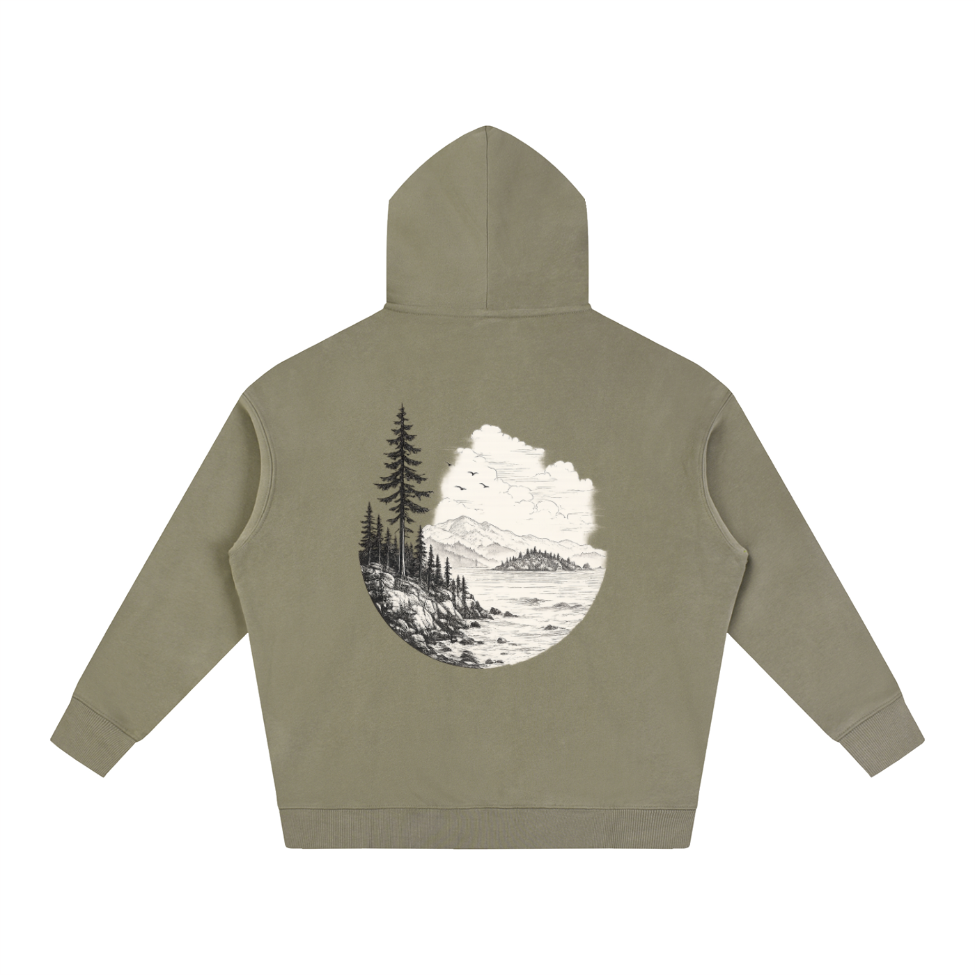 Overcast Coastline Hoodie — Vintage PNW Heavyweight Pullover