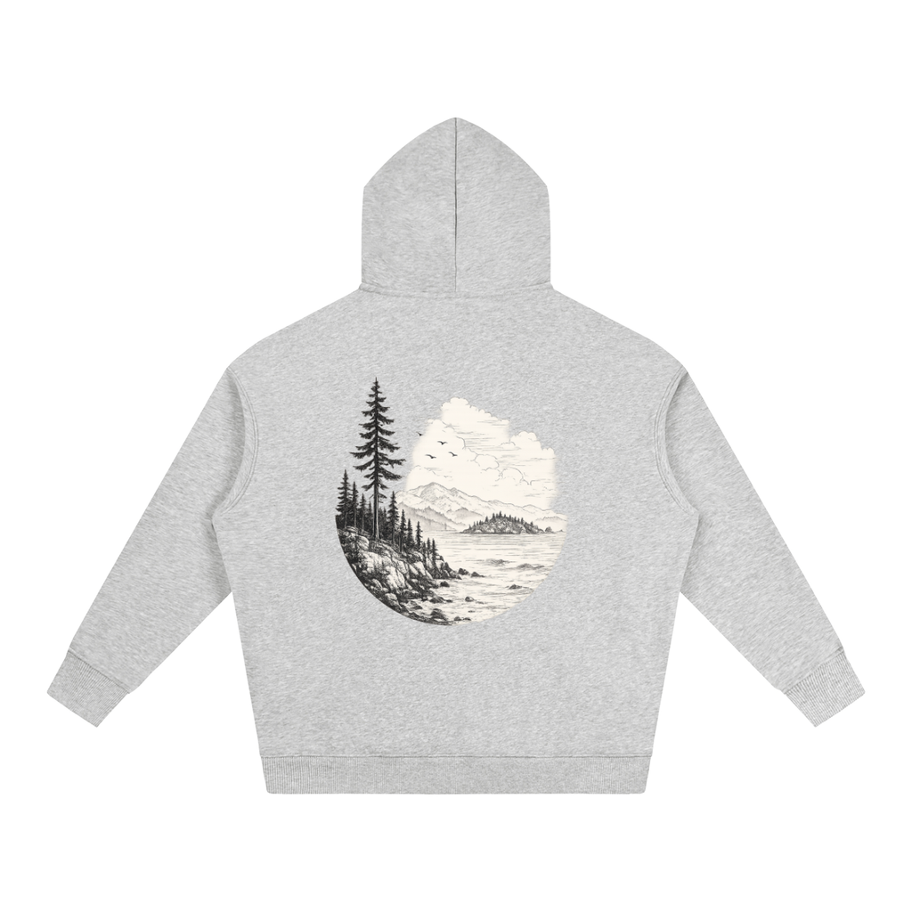 Overcast Coastline Hoodie — Vintage PNW Heavyweight Pullover