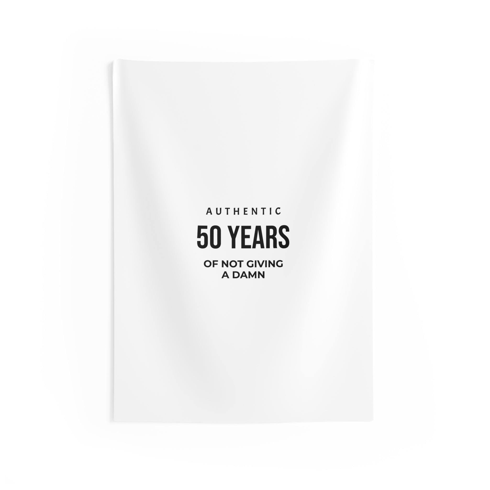 50th Birthday Tapestry — "Authentic 50 Years of Not Giving a Damn" Minimal Wall Decor