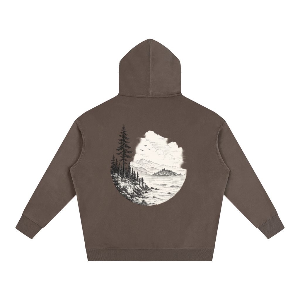 Overcast Coastline Hoodie — Vintage PNW Heavyweight Pullover