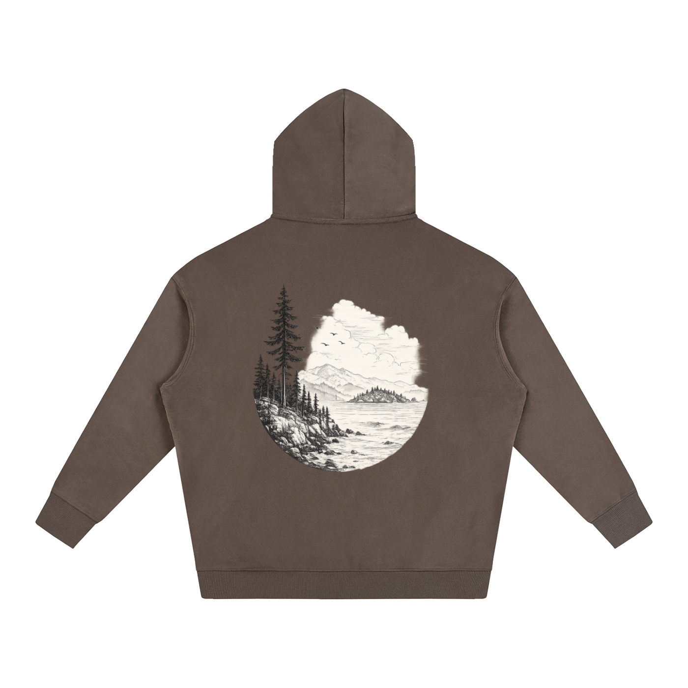 Overcast Coastline Hoodie — Vintage PNW Heavyweight Pullover