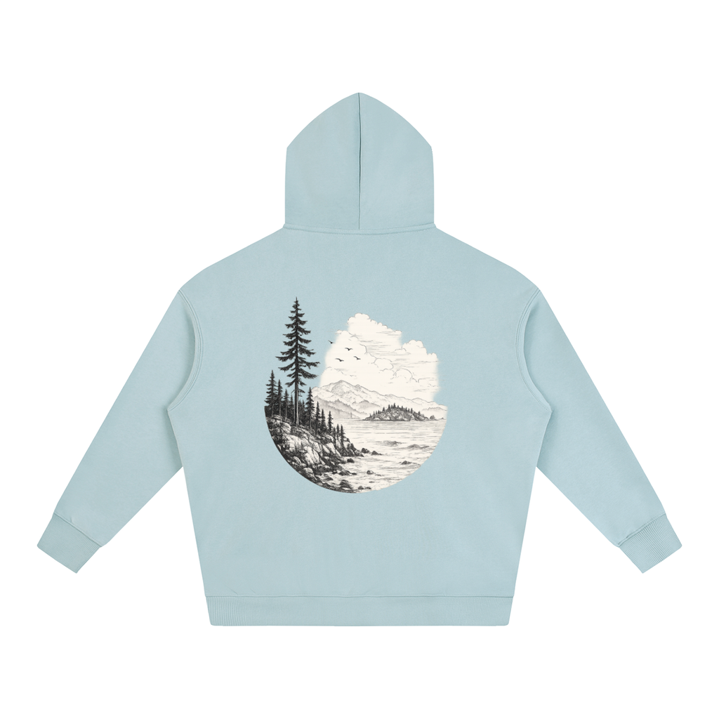 Overcast Coastline Hoodie — Vintage PNW Heavyweight Pullover