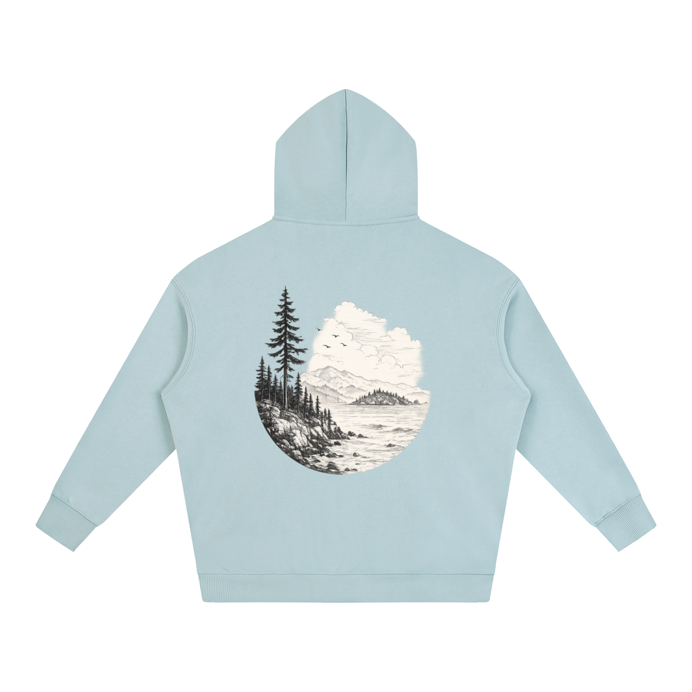 Overcast Coastline Hoodie — Vintage PNW Heavyweight Pullover