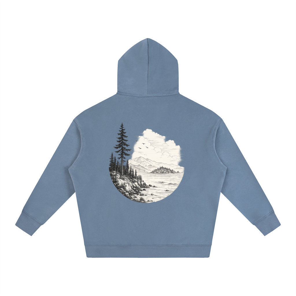 Overcast Coastline Hoodie — Vintage PNW Heavyweight Pullover