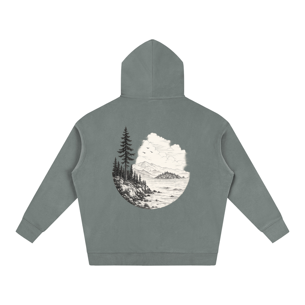Overcast Coastline Hoodie — Vintage PNW Heavyweight Pullover