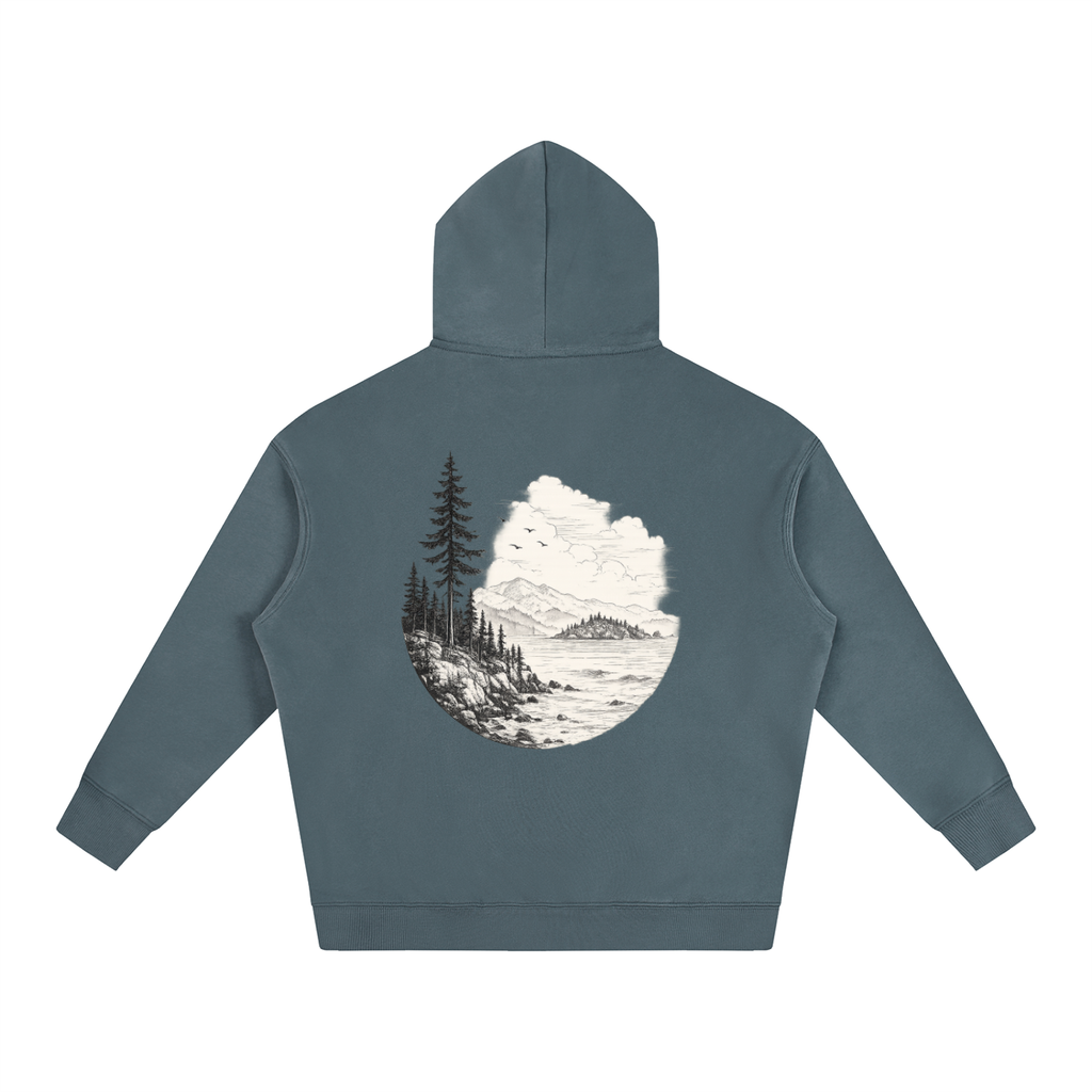 Overcast Coastline Hoodie — Vintage PNW Heavyweight Pullover