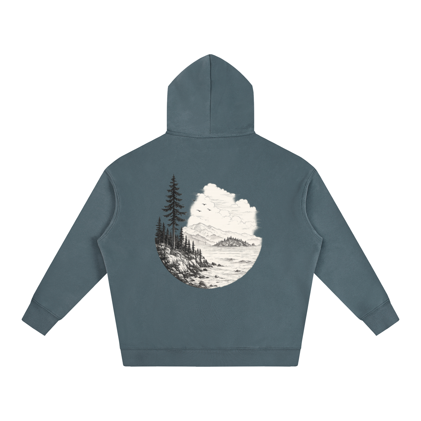 Overcast Coastline Hoodie — Vintage PNW Heavyweight Pullover