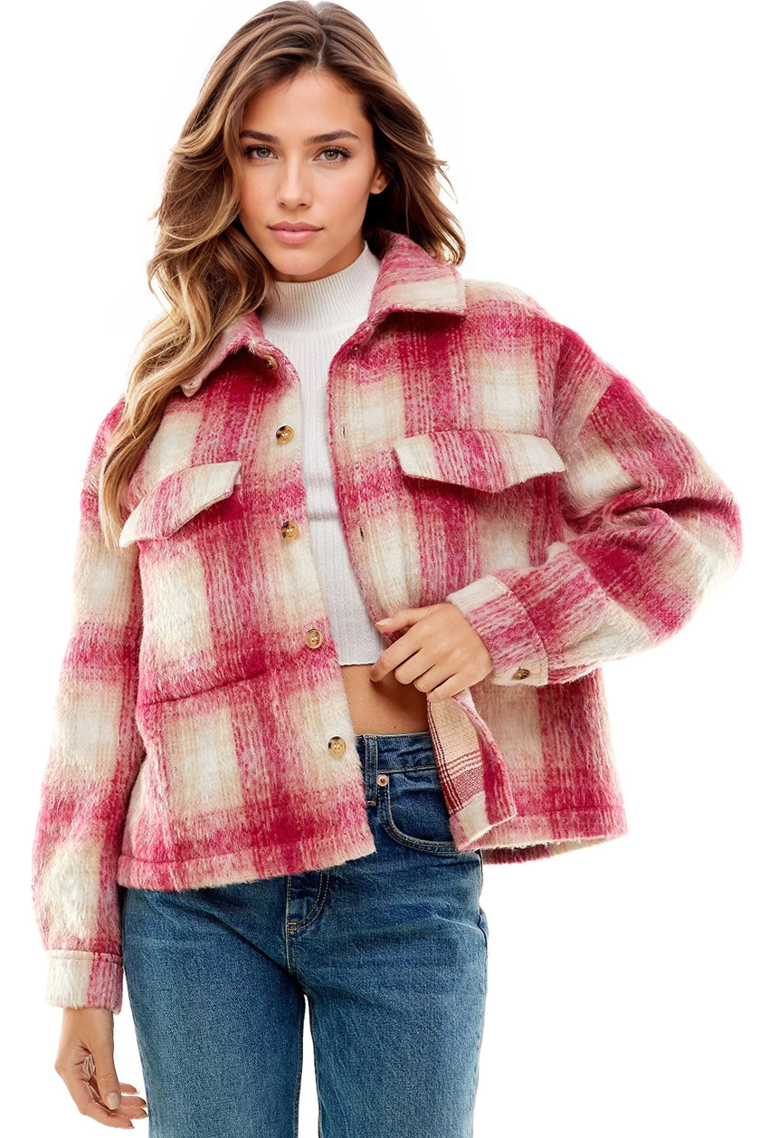Vibrant Aura Pink Plaid Pocket