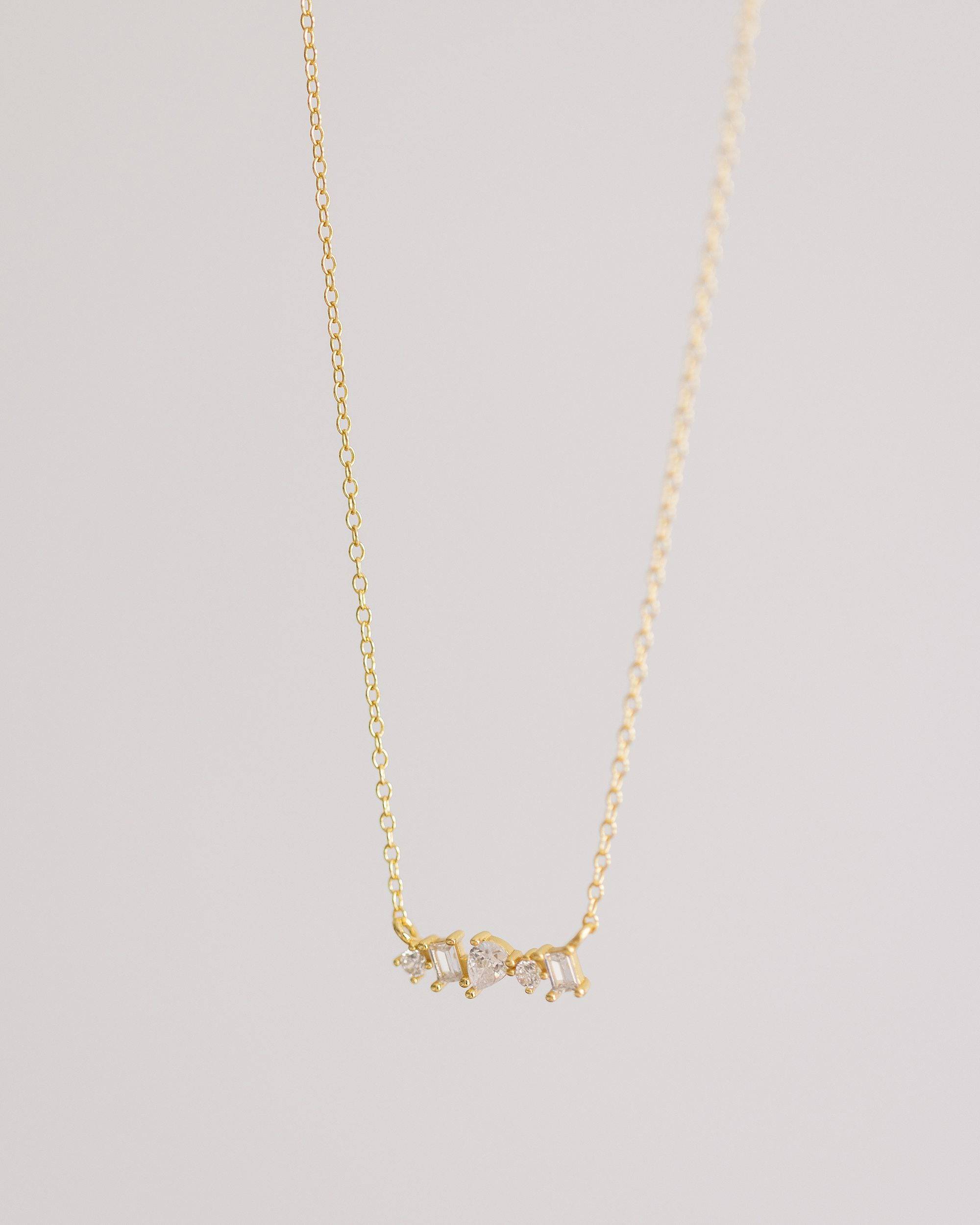 Gold Crystal Bar Necklace