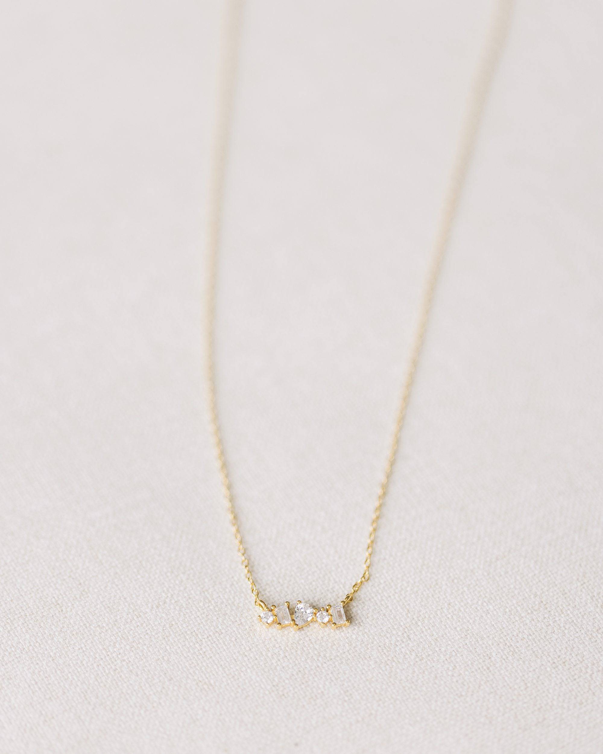 Gold Crystal Bar Necklace