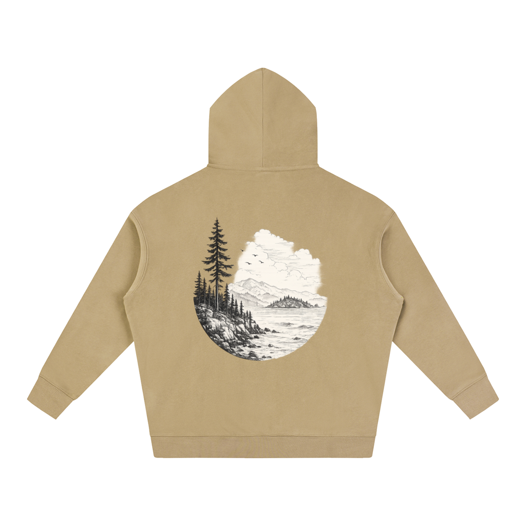 Overcast Coastline Hoodie — Vintage PNW Heavyweight Pullover