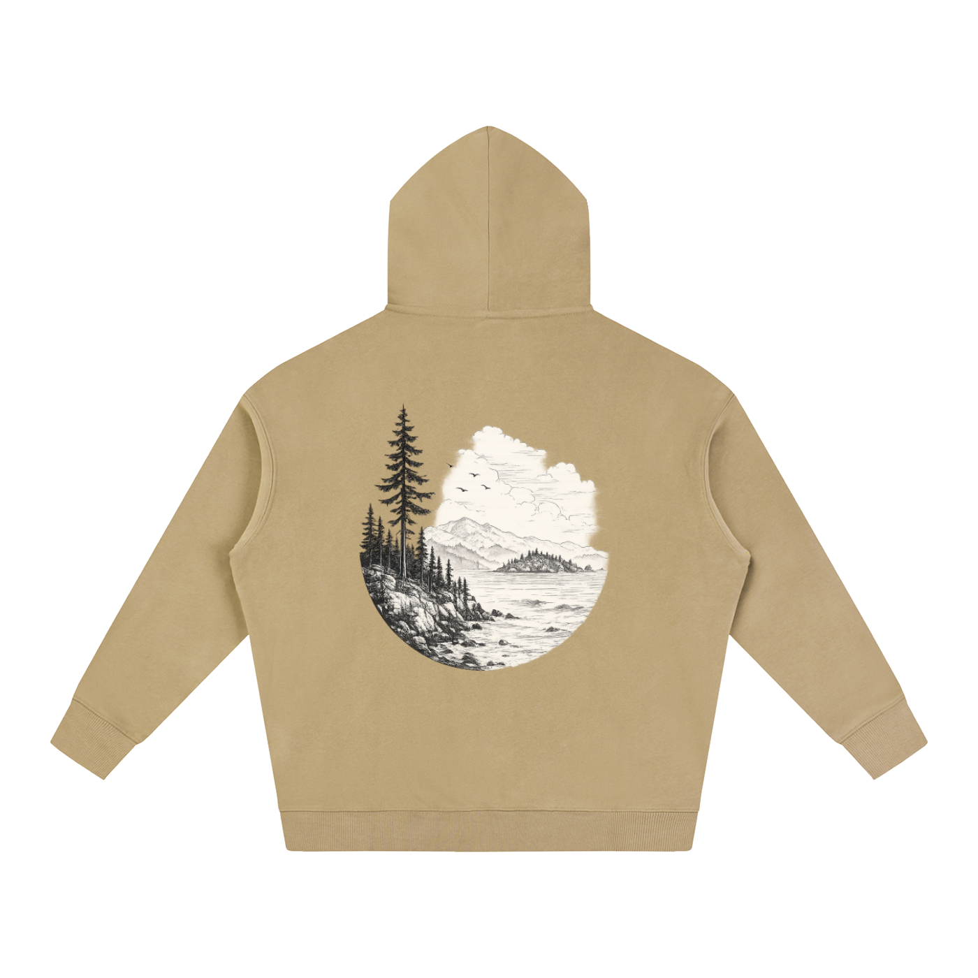 Overcast Coastline Hoodie — Vintage PNW Heavyweight Pullover