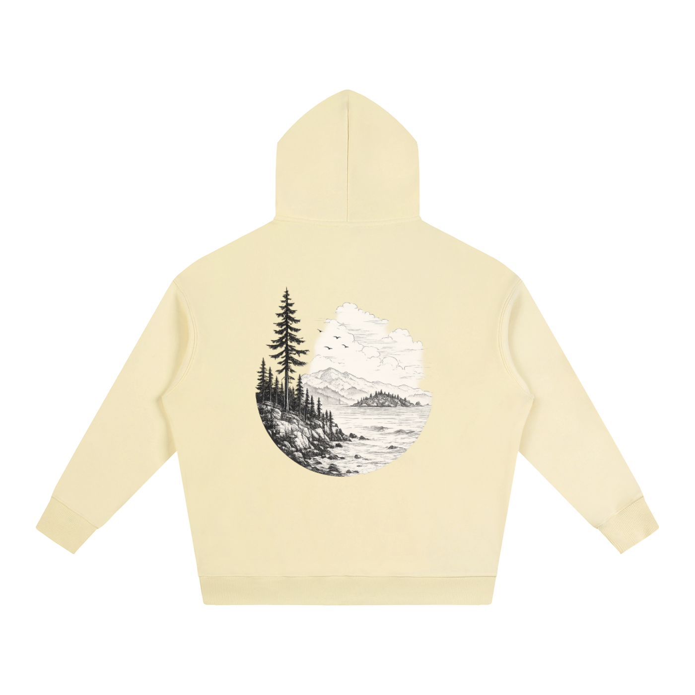 Overcast Coastline Hoodie — Vintage PNW Heavyweight Pullover